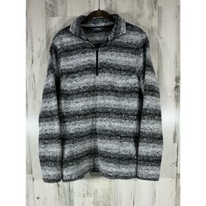 Lands End Womens Fleece Pullover Sweatshirt Size Small 1/4 Zip Black White Ombré